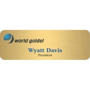 Full Color Aspen Brass Standard Name Tag - 3" x 1"