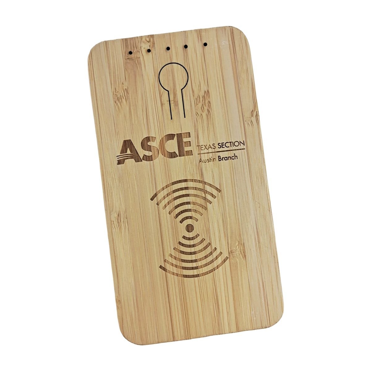 Custom Bamboo Power Bank Wireless Charger - 5000 mAh