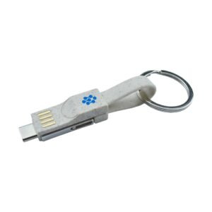 Custom 3 in 1 Magnetic Wheat Straw Charging Cable w/ Keychain