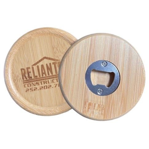 Custom Bamboo Round Coaster and Bottle Opener
