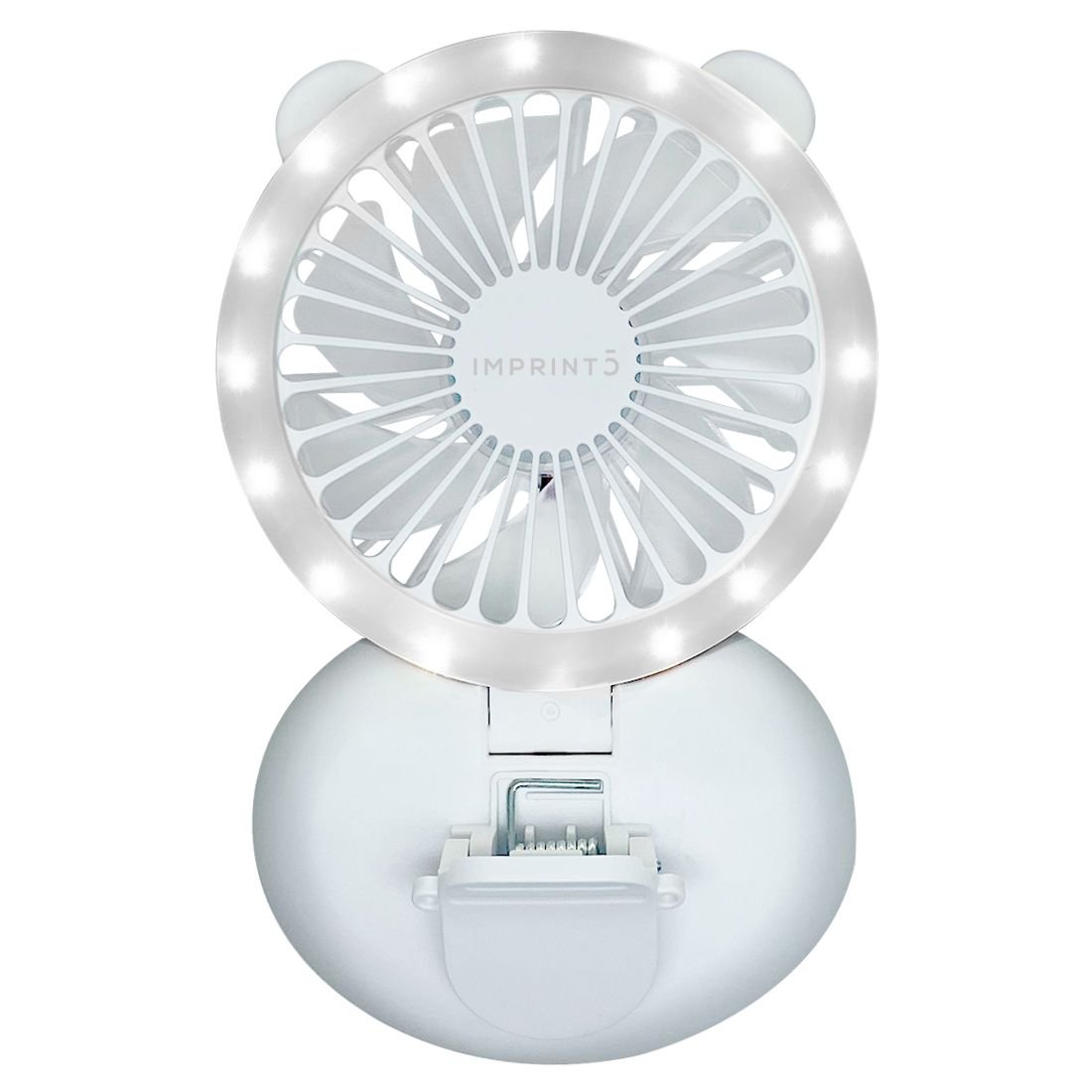 Custom 2 in 1 Clip On Table & Neck Mini Fan w/ Selfie Ring Light