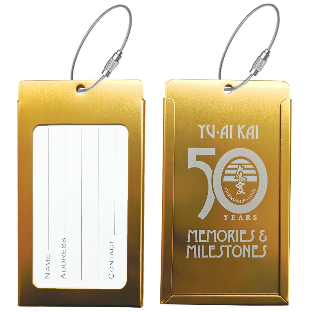 Custom Metal Luggage Tag w/ Cable Strap