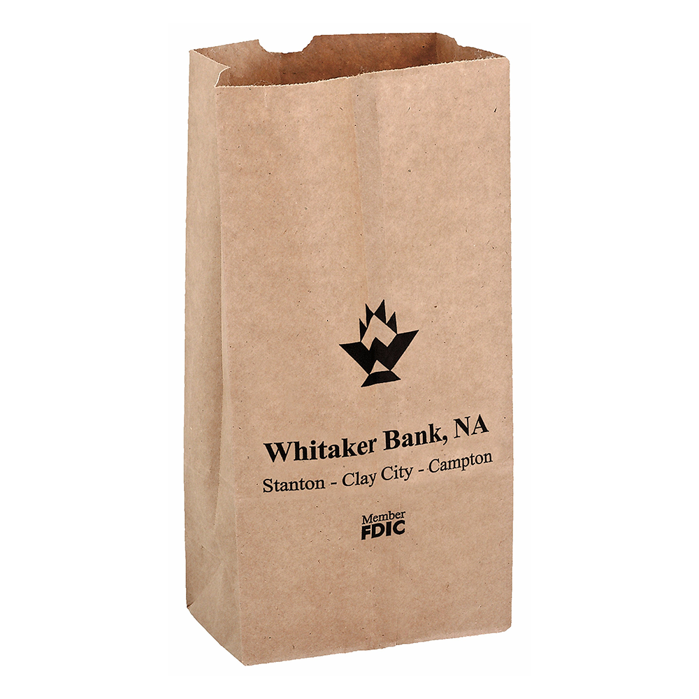 Full Color Custom Natural Kraft Popcorn Bags - 4" W x 8" H x 2.6" D