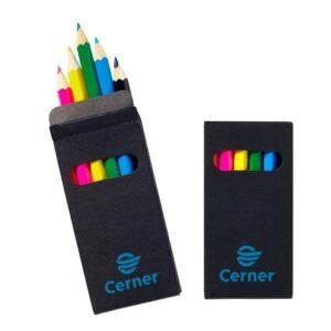 6-Pack Wooden Colored Custom Pencil Set w/ Black Box