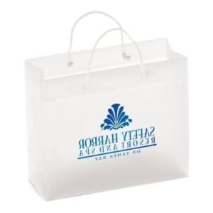 Full Color Custom Frosted Euro Plastic Shopper Tote Bag - 11"W x 8"H x 3"D