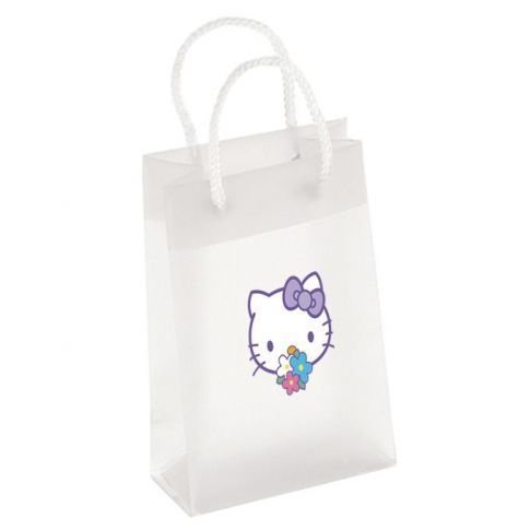 Custom Full Color Frosted Euro Plastic Shopper Tote Bag - - 5"W x 8"H x 3"D