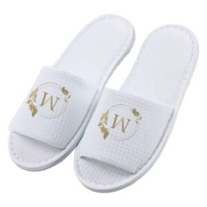 Custom Open Toe Waffle Weave Slippers