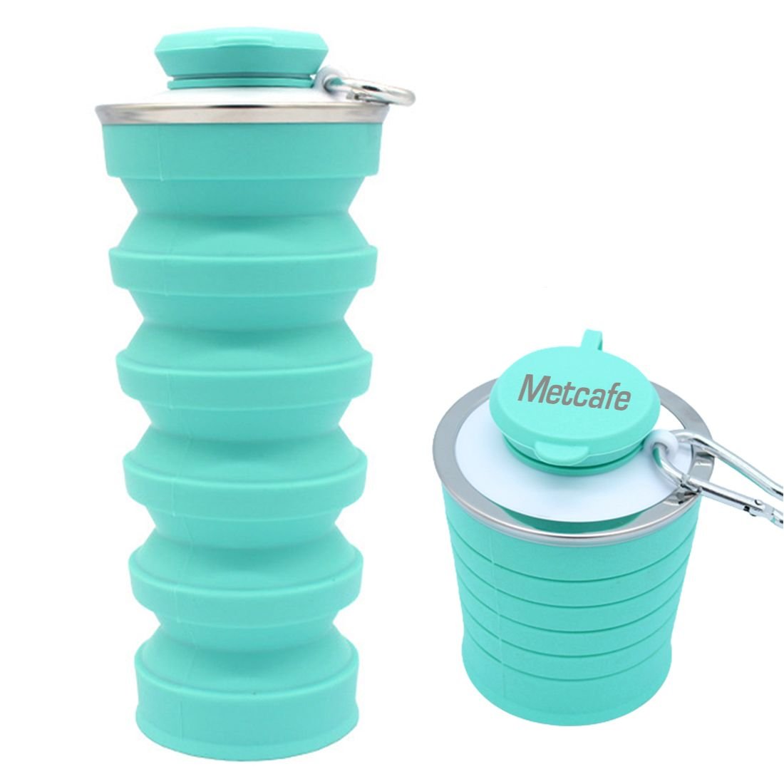 Custom Silicone Outdoor Sports Collapsible Bottle w/ Carabiner - 17 oz.