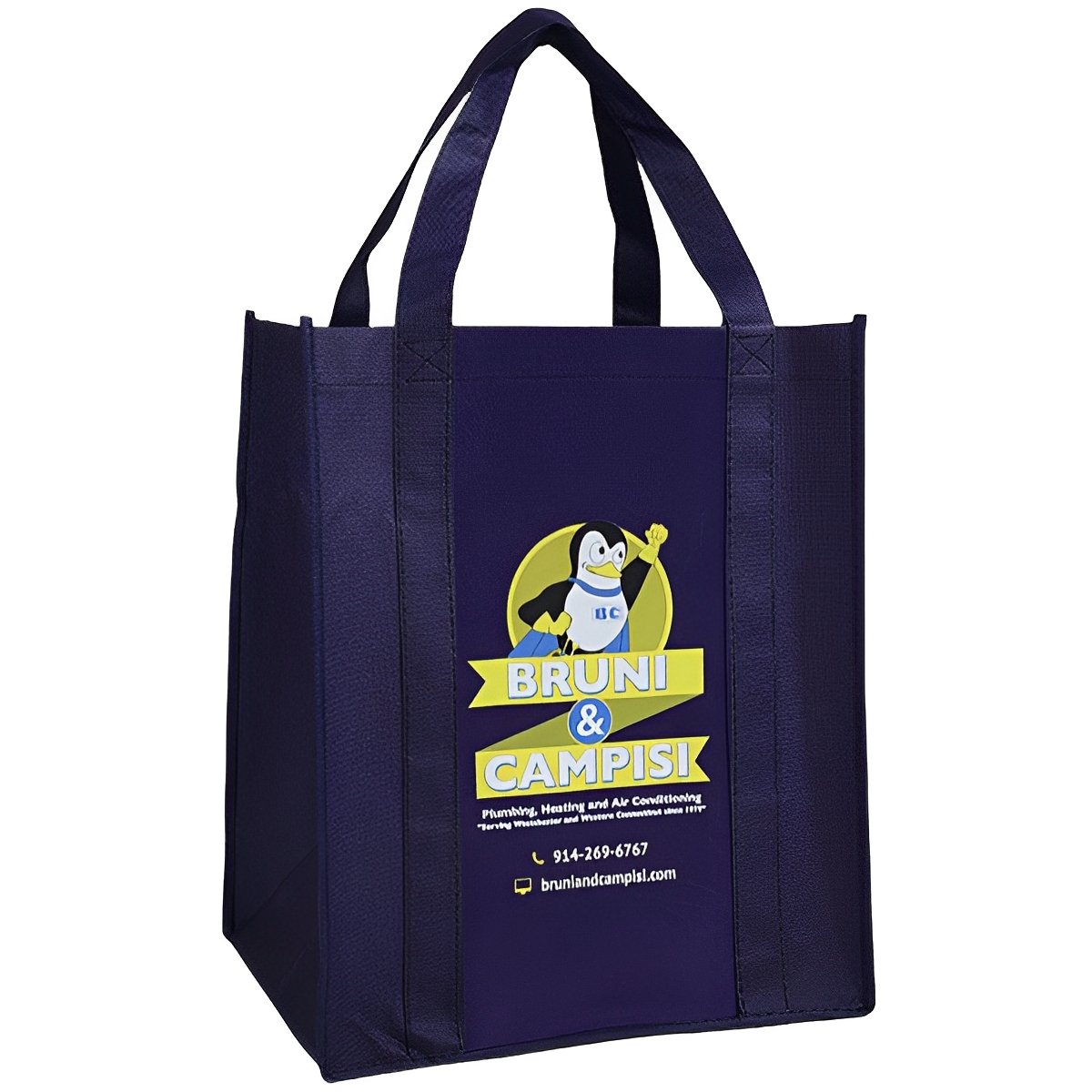 Full Color Custom Non-Woven Grocery Tote - 12.5"w x 15"h x 10"d
