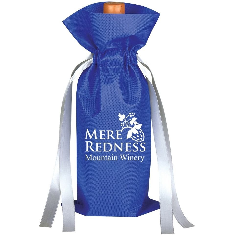 Non-Woven Wine Bottle Custom Gift Bag - 6.13"w x 13.63"h