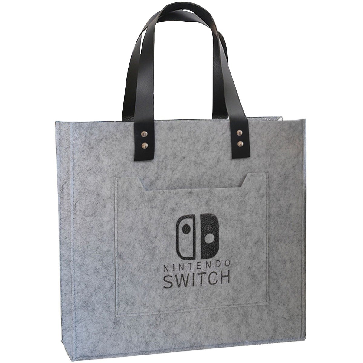 Custom Felt Tote Bag w/ PU Leather Handles - 11.8"W x 11.8"H