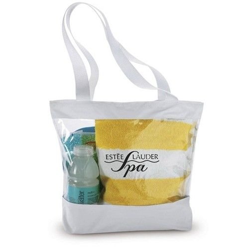 Clear Custom Tote w/ Color Trim - 15"w x 12"h x 4"d