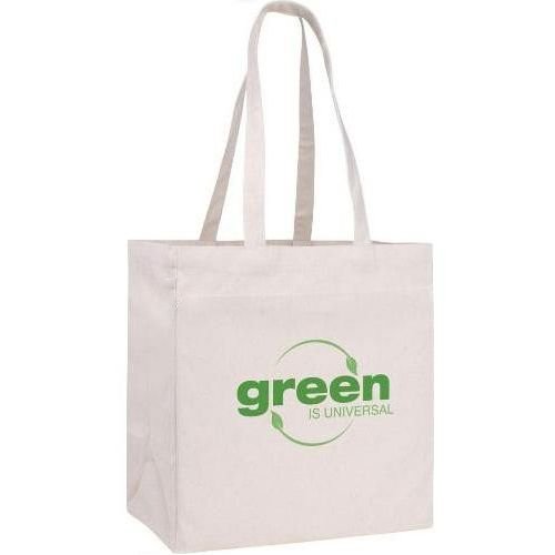Custom Natural Recycled Cotton Tote - 12.5"w x 14"h x 8.5"d