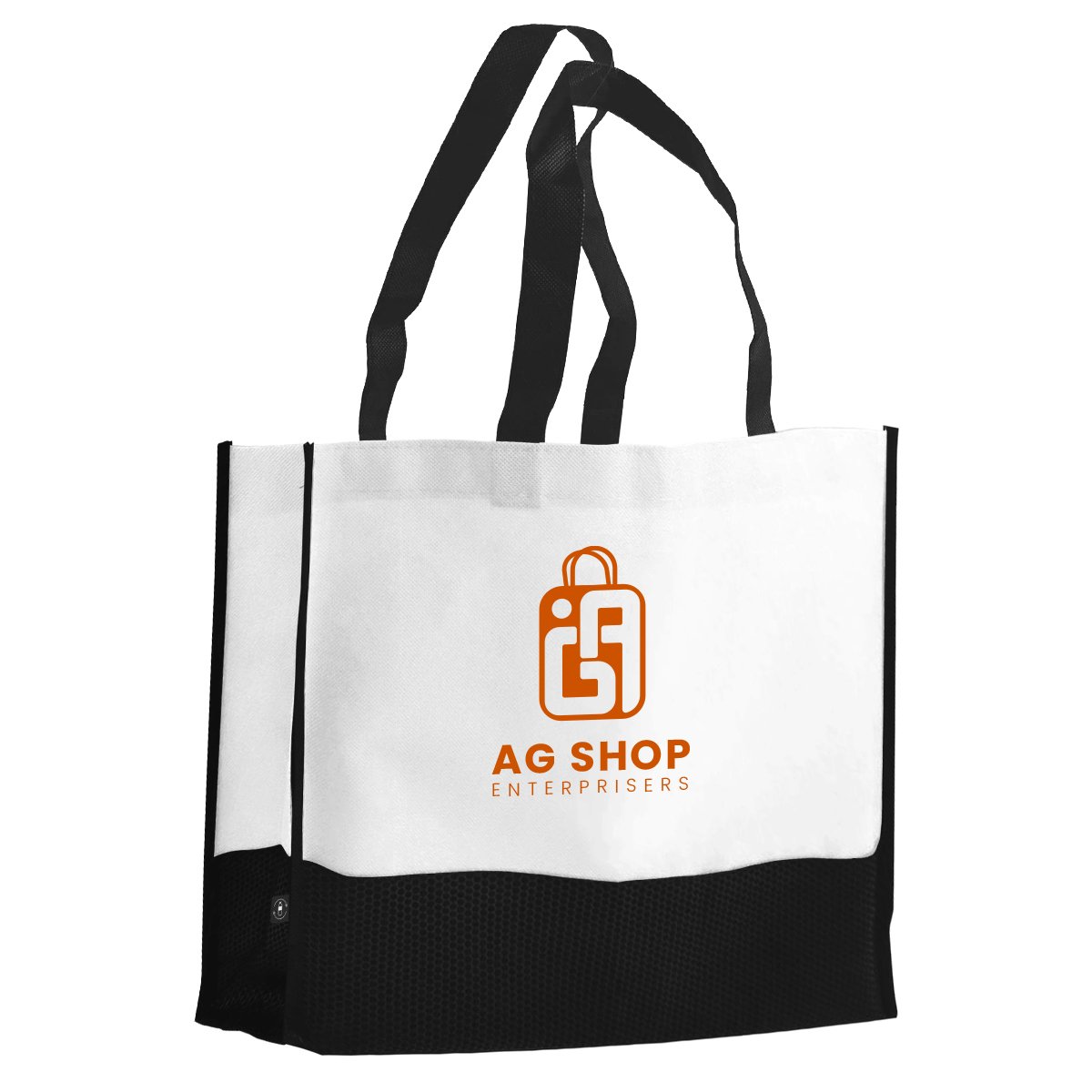 Custom Two-tone rPET Non-Woven Shopper Tote - 15''w x 13.4''h x 4''d