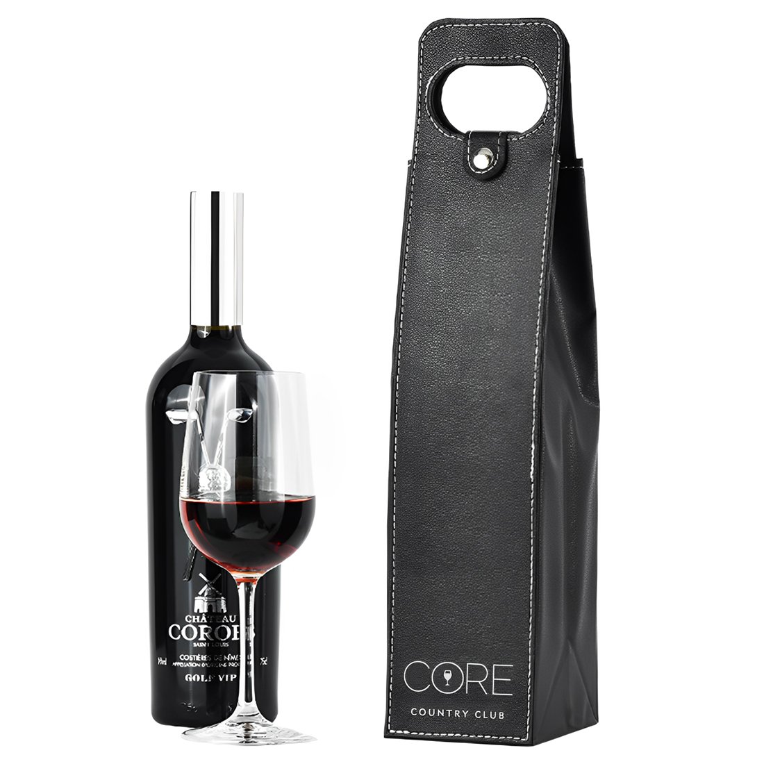 Custom Leatherette Wine Tote Bag