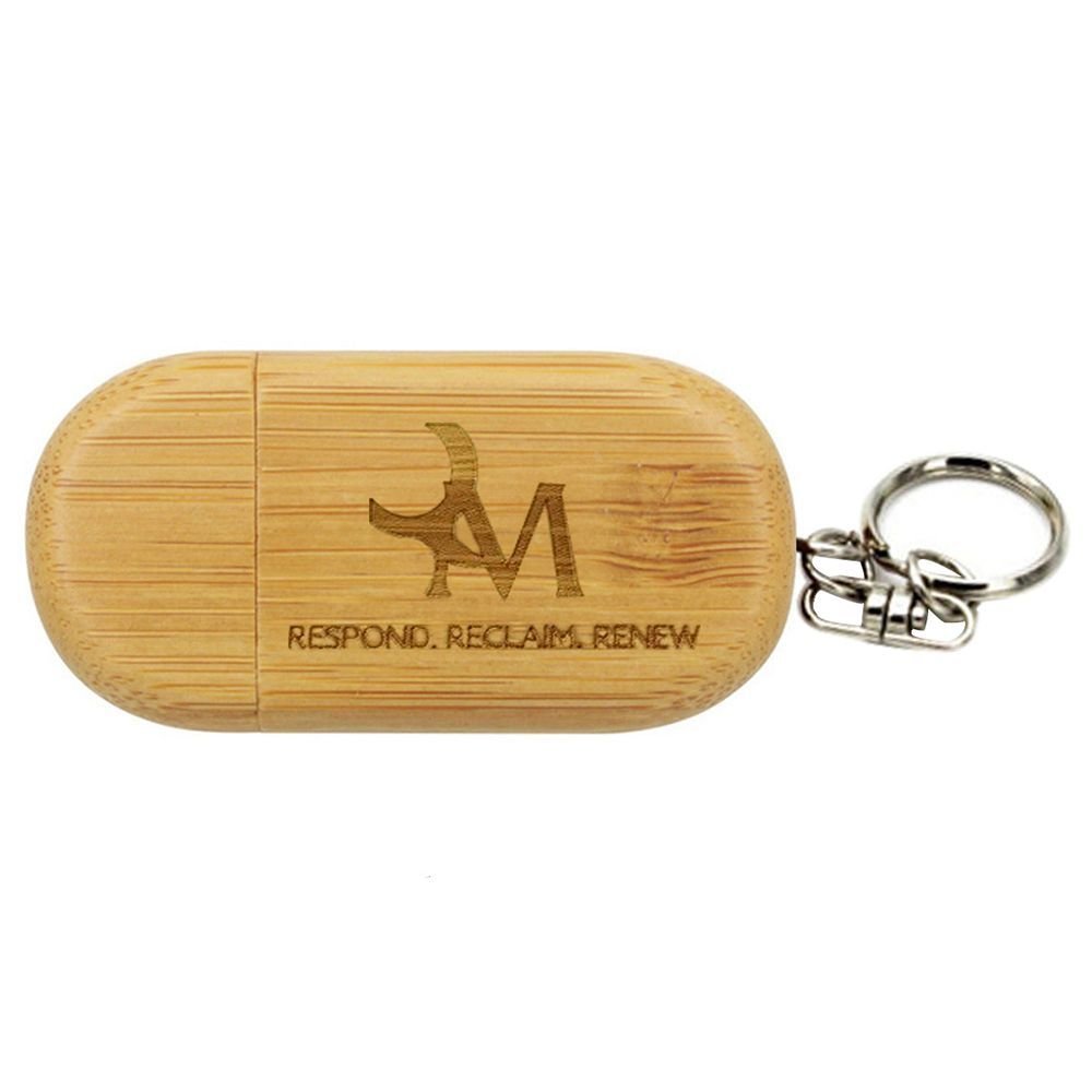 Custom Oval Wooden USB Flash Drive