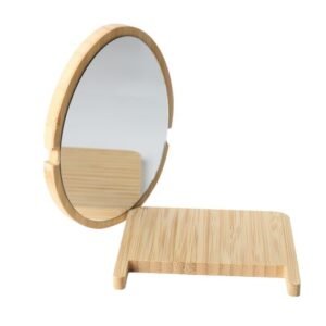 Custom Bamboo 15W Wireless Charger w/ Phone Stand & Mirror
